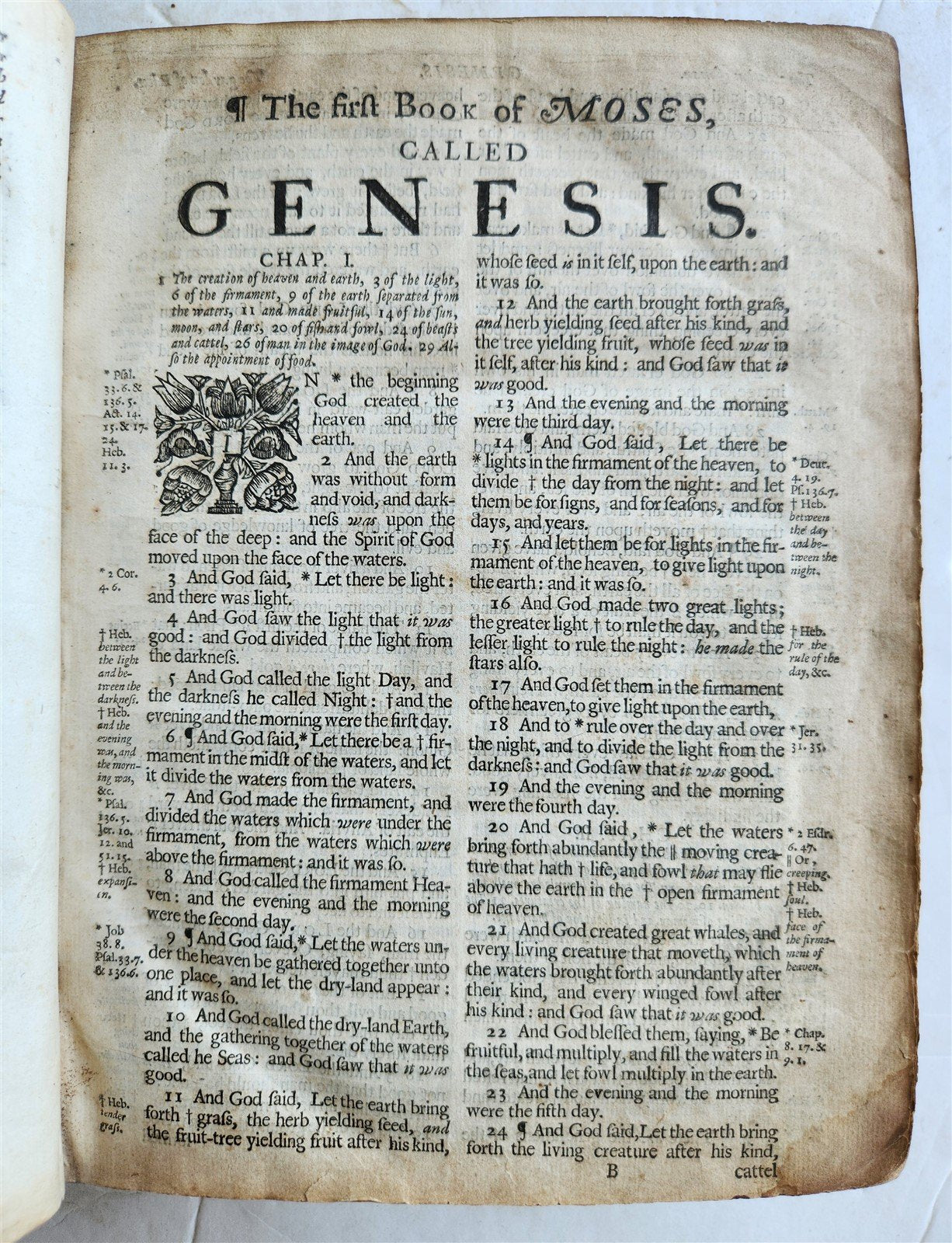 1678 BIBLE in ENGLISH w/ ORIGINAL BINDING antique OLD & NEW TESTAMENT 17th CENT.