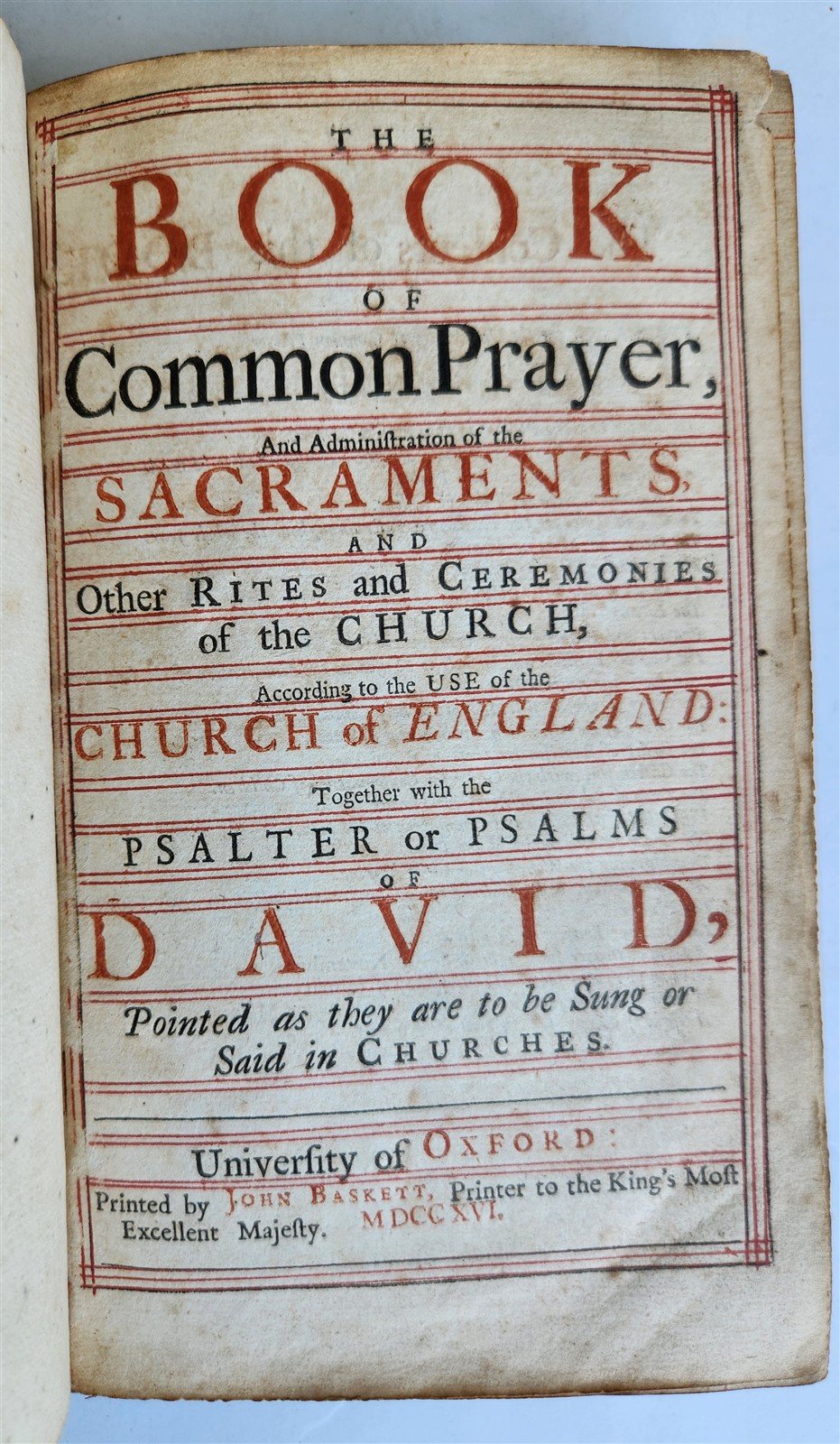 1716 BOOK of COMMON PRAYER w/ PSALTER or PSALMS of DAVID antique in ENGLISH