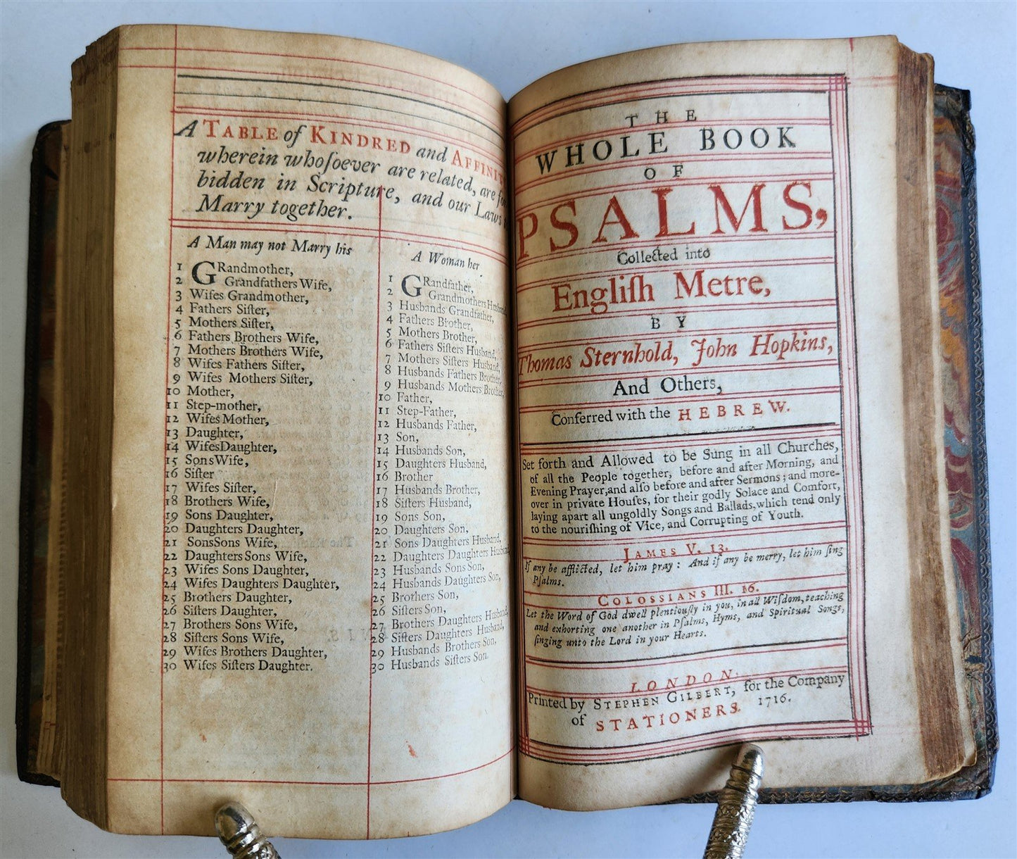 1716 BOOK of COMMON PRAYER w/ PSALTER or PSALMS of DAVID antique in ENGLISH
