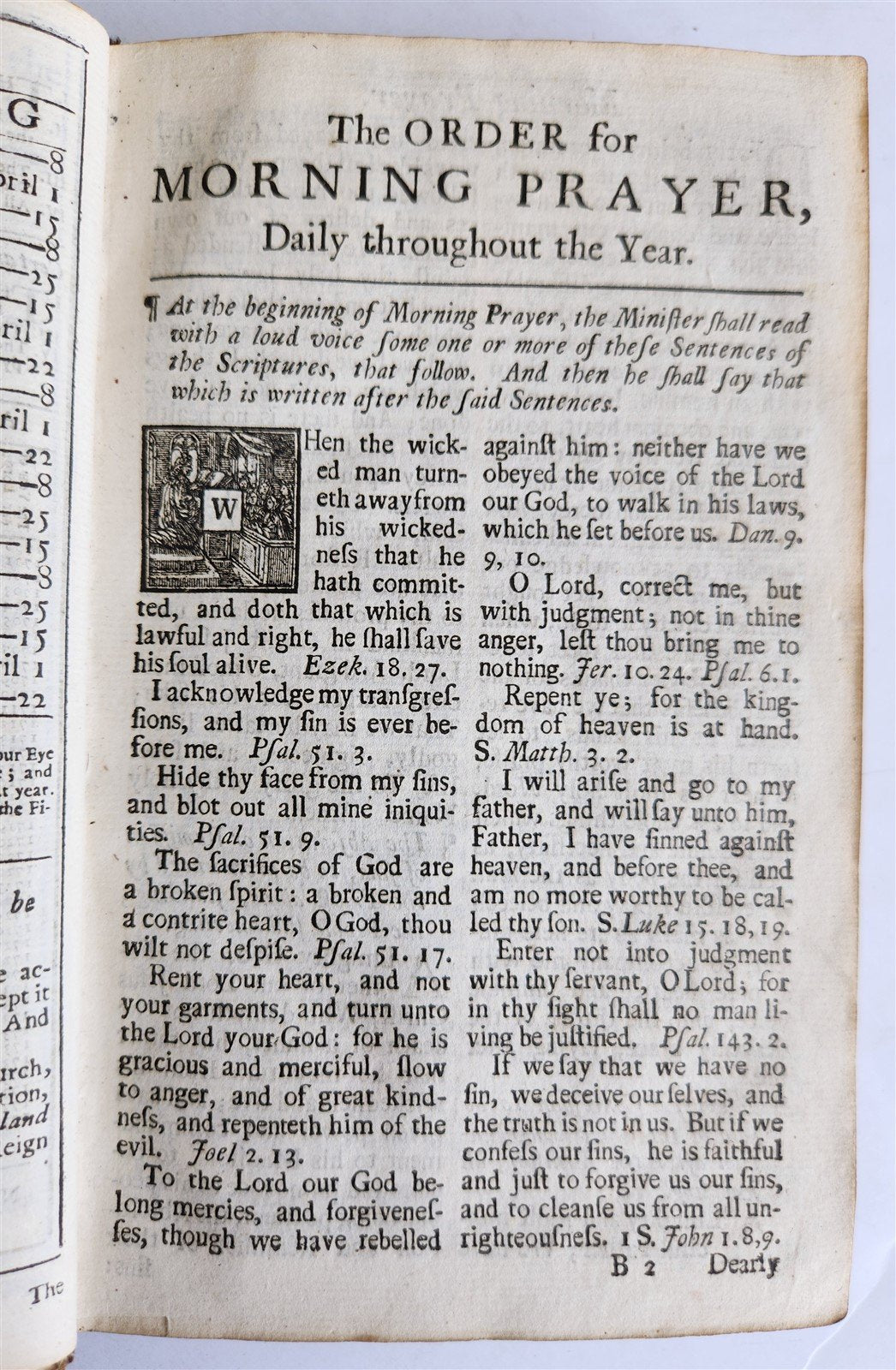 1725 BOOK of COMMON PRAYER w/ PSALTER or PSALMS of DAVID antique in ENGLISH