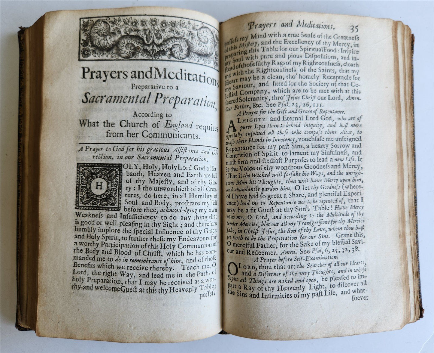 1725 BOOK of COMMON PRAYER w/ PSALTER or PSALMS of DAVID antique in ENGLISH