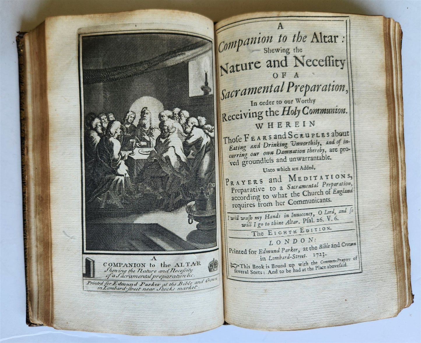 1725 BOOK of COMMON PRAYER w/ PSALTER or PSALMS of DAVID antique in ENGLISH
