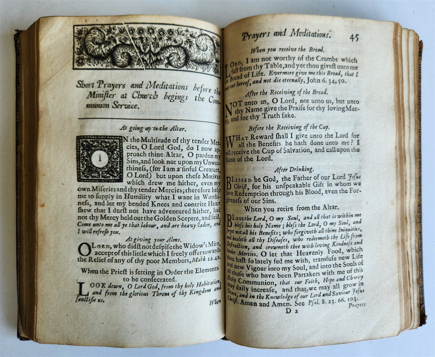 1725 BOOK of COMMON PRAYER w/ PSALTER or PSALMS of DAVID antique in ENGLISH