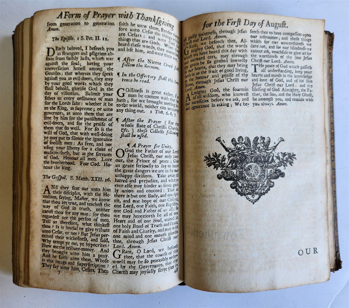 1725 BOOK of COMMON PRAYER w/ PSALTER or PSALMS of DAVID antique in ENGLISH