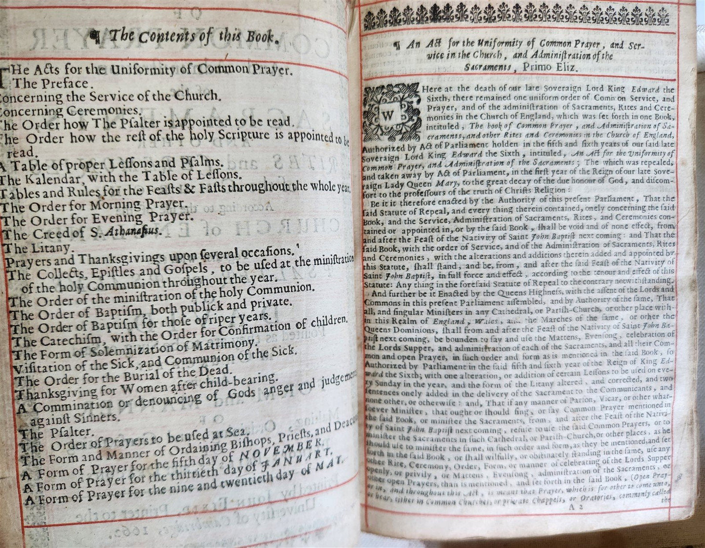 1662 BOOK of COMMON PRAYER ILLUSTRATED w/ PSALMS of DAVID antique in ENGLISH