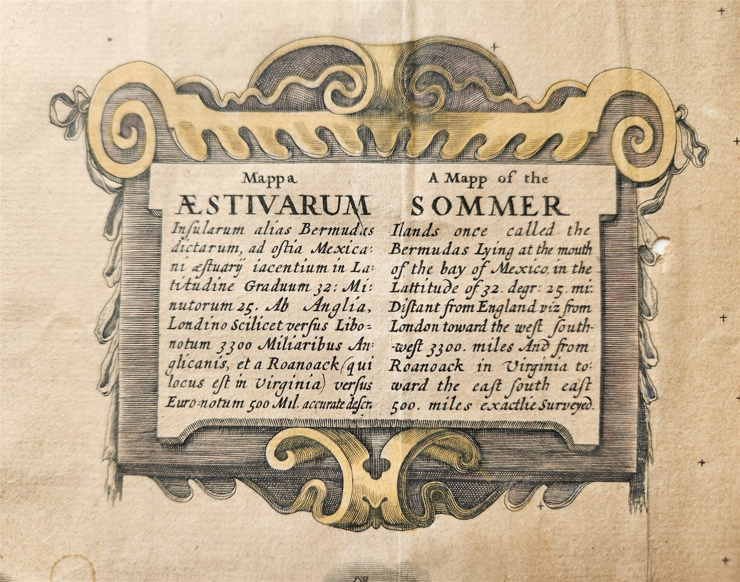 1626 BERMUDA MAP of SUMMER ISLANDS Isle of Devils antique LONDON JOHN SPEED