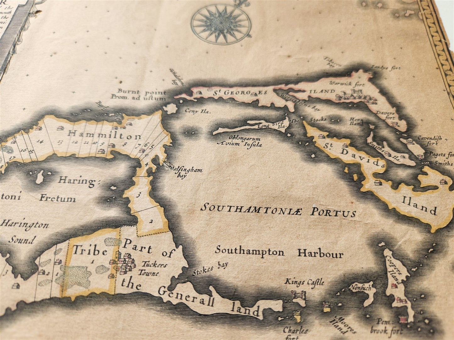 1626 BERMUDA MAP of SUMMER ISLANDS Isle of Devils antique LONDON JOHN SPEED