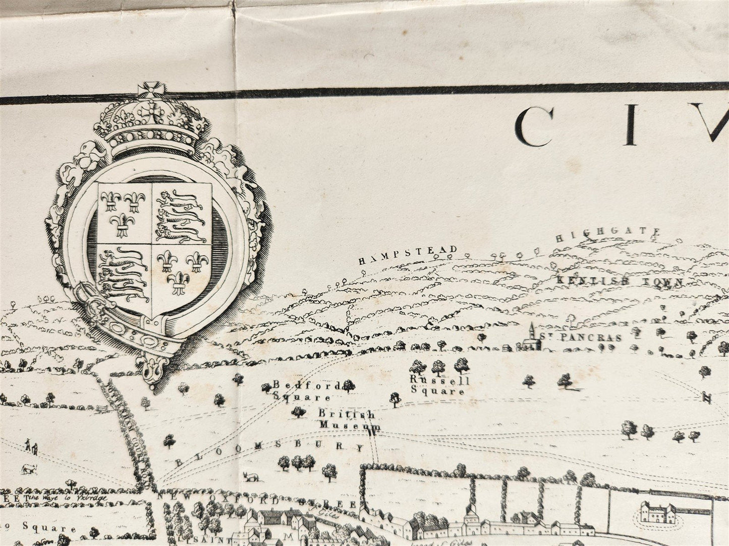 1860s MAP of LONDON in the REIGN of QUEEN ELIZABETH Old & New antique 30 by 40"