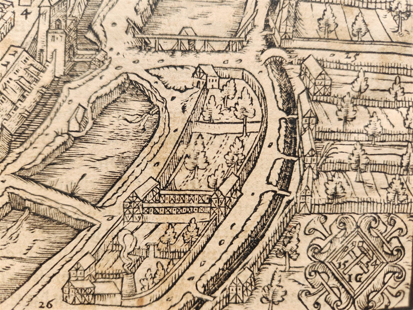 1522 MAP of FREYBERG GERMANY from SEBASTIAN MUNSTER'S COSMOGRAPHY antique