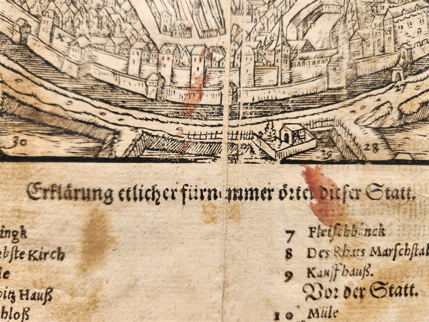 1522 MAP of FREYBERG GERMANY from SEBASTIAN MUNSTER'S COSMOGRAPHY antique