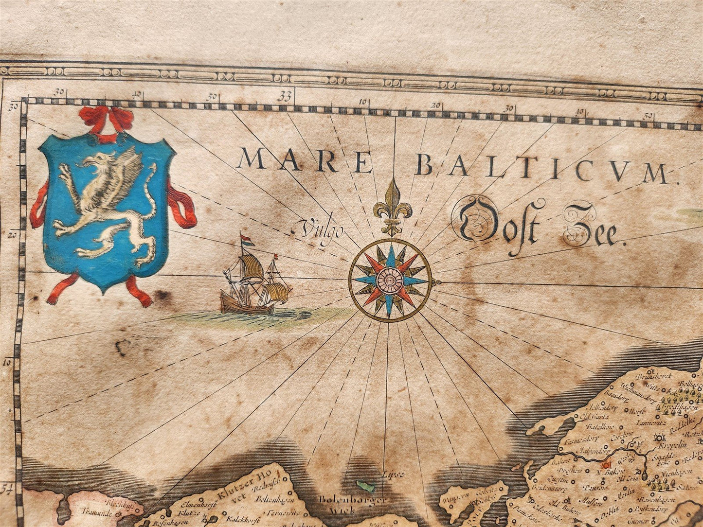 1630s MAP of MECKLENBURG GERMANY antique