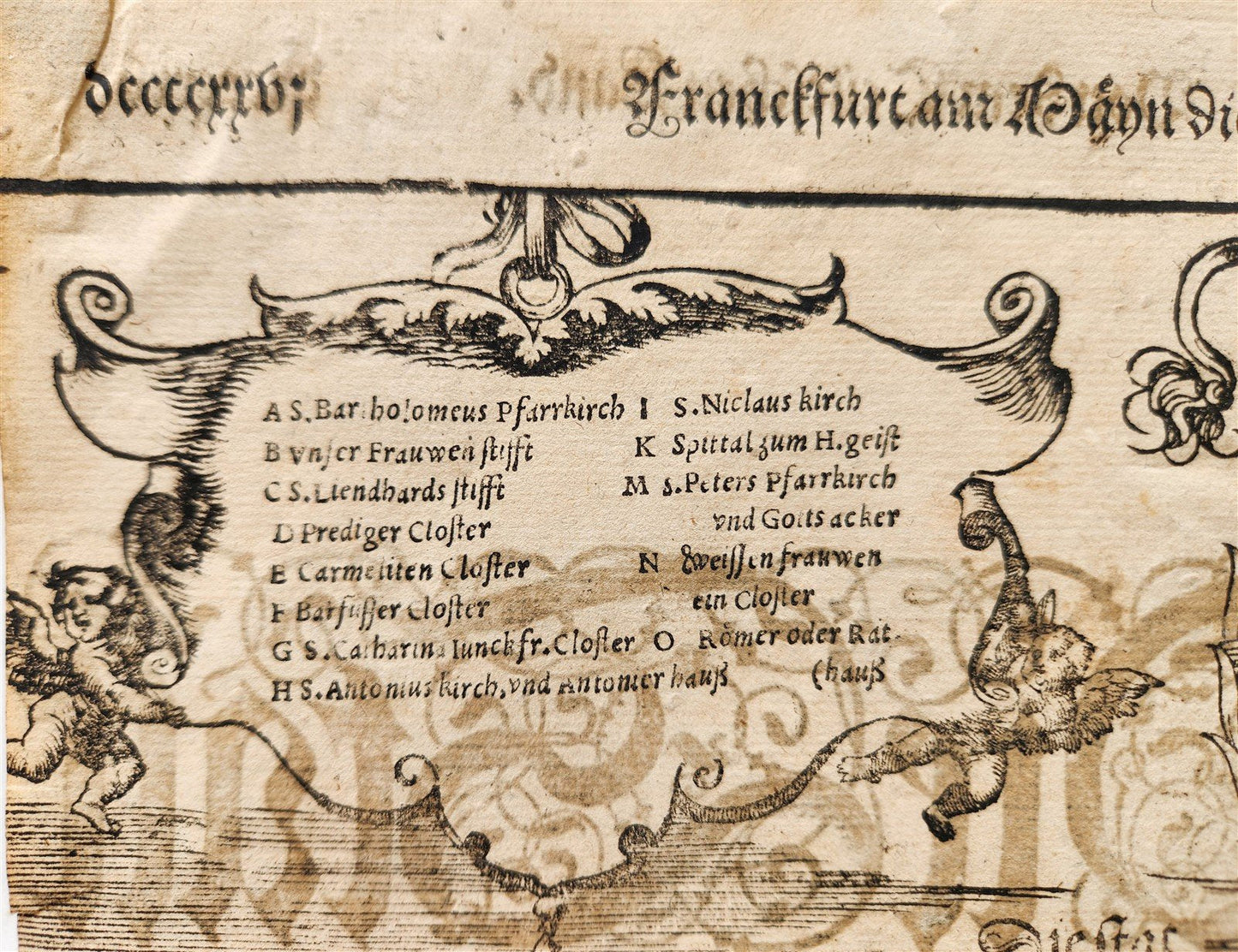 1572 FRANKFURT GERMANY from SEBASTIAN MUNSTER COSMOGRAPHY antique