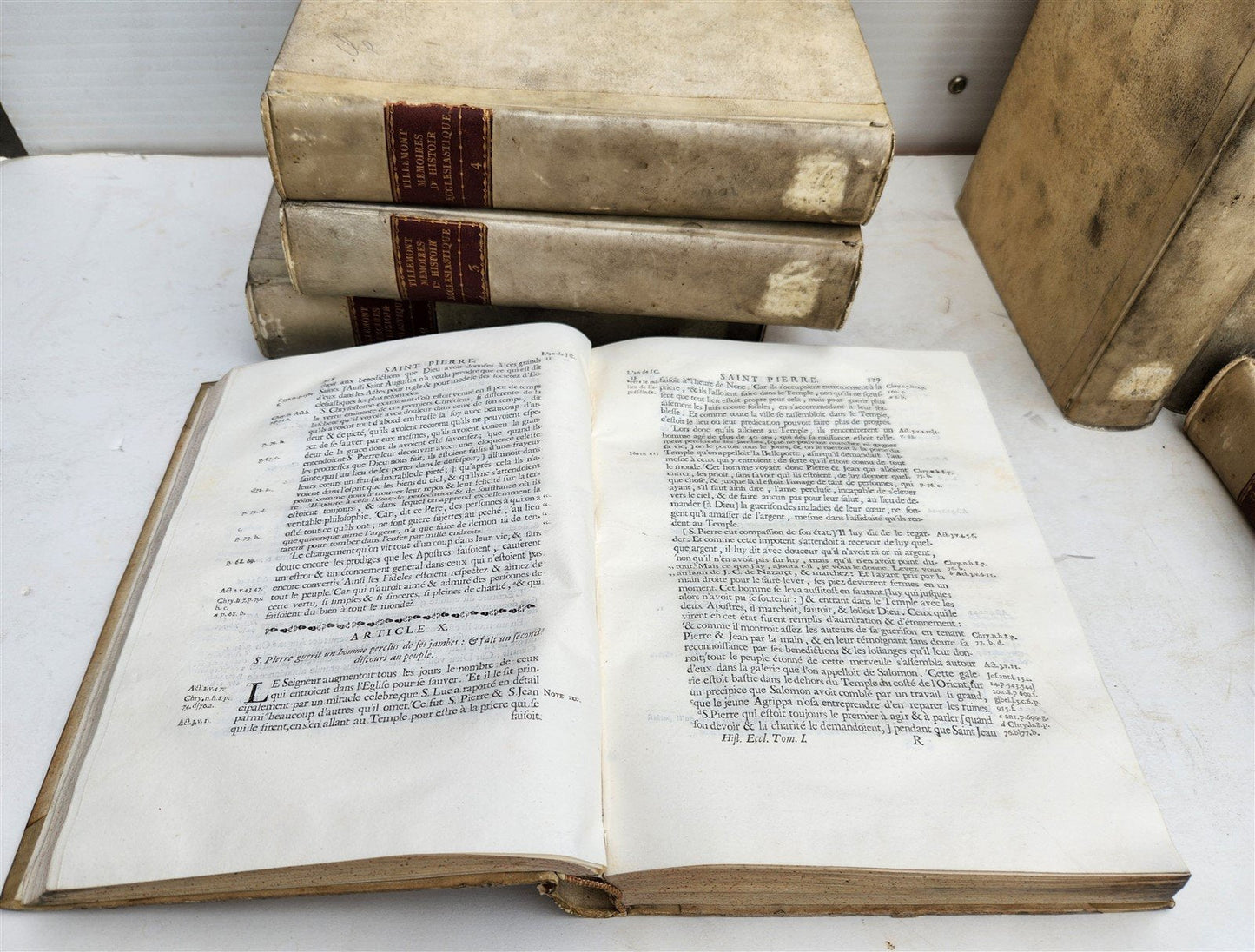 1732 ECCLESIASTICAL HISTORY 16 VELLUM BOUND VOLUMES antique SET