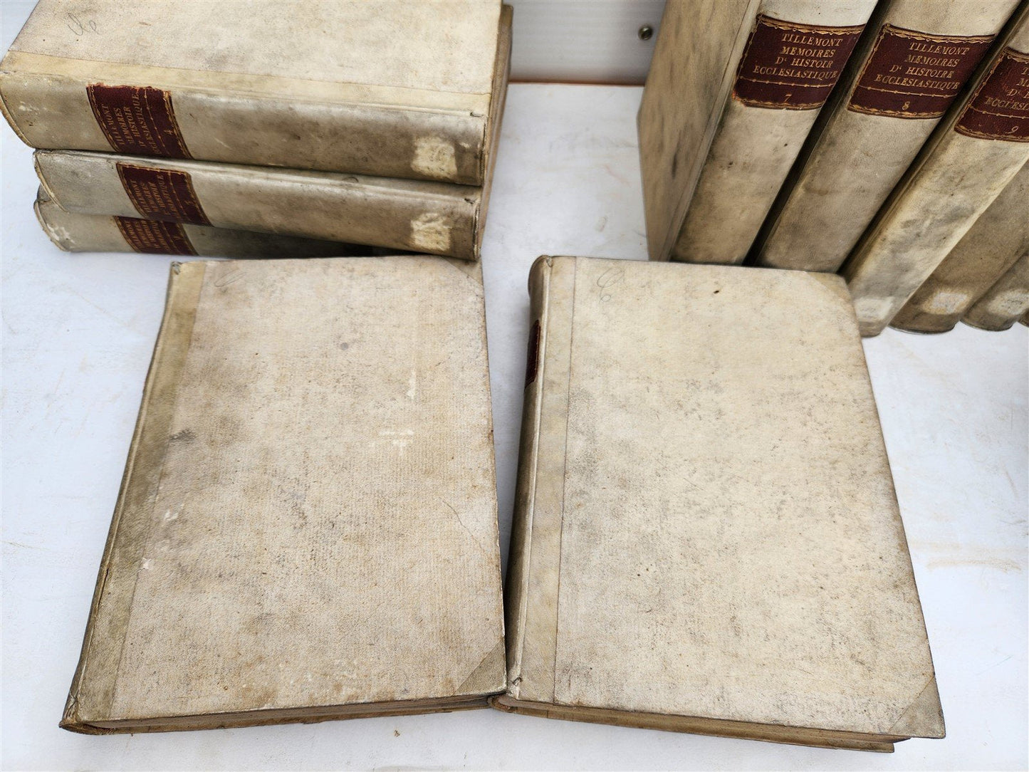 1732 ECCLESIASTICAL HISTORY 16 VELLUM BOUND VOLUMES antique SET