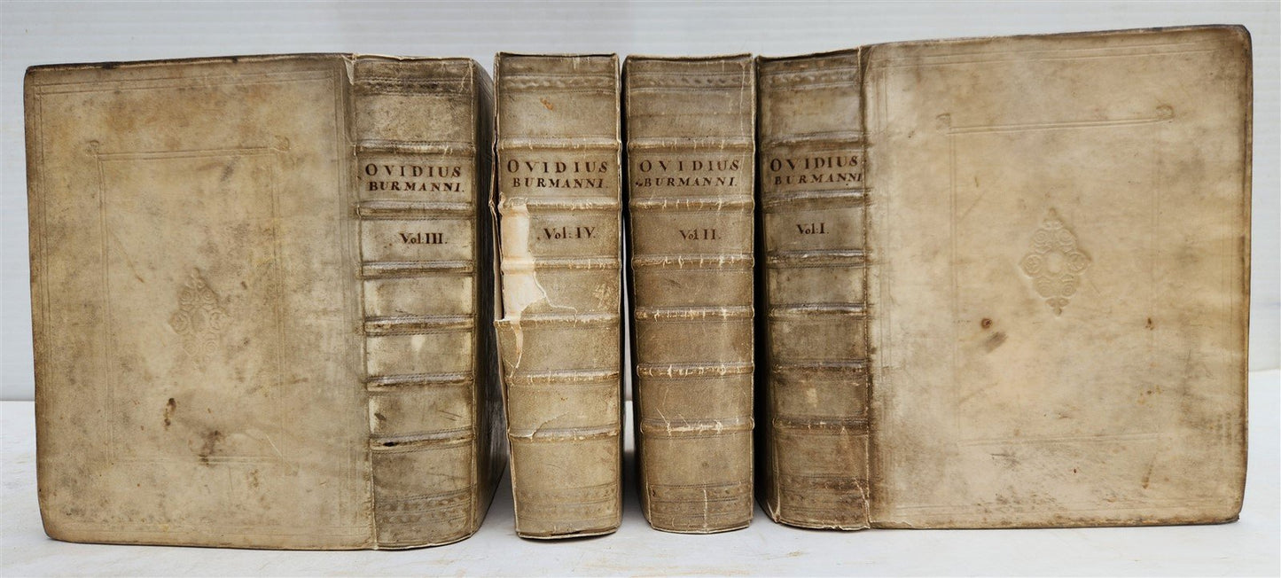 1727 OVID 4 VELLUM BOUND VOLUMES antique Publius Ovidius Naso
