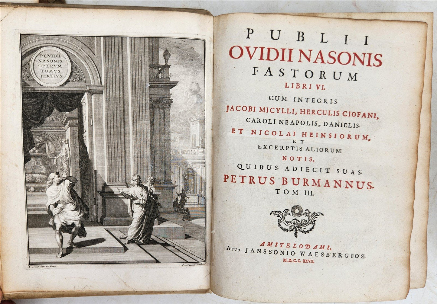 1727 OVID 4 VELLUM BOUND VOLUMES antique Publius Ovidius Naso