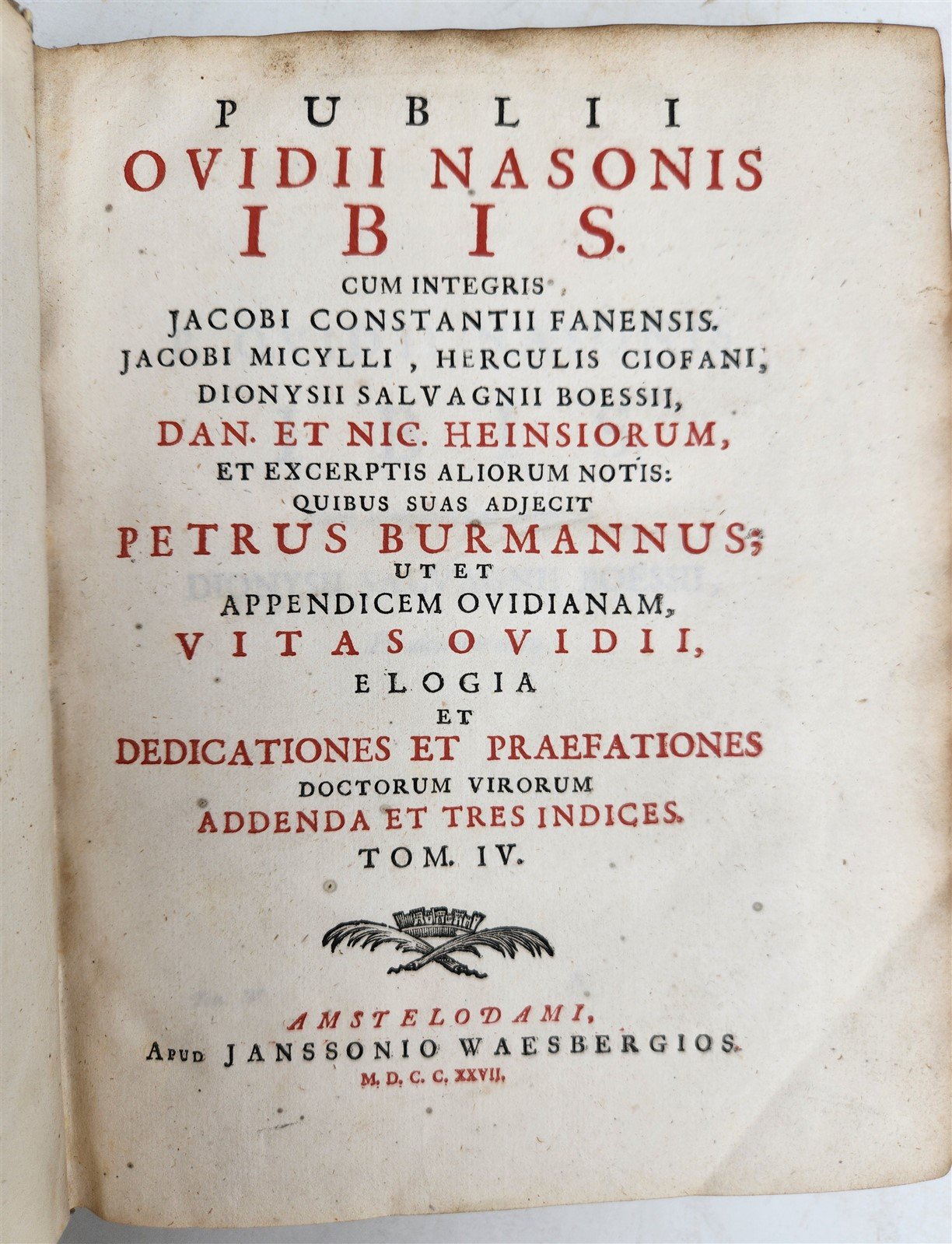1727 OVID 4 VELLUM BOUND VOLUMES antique Publius Ovidius Naso