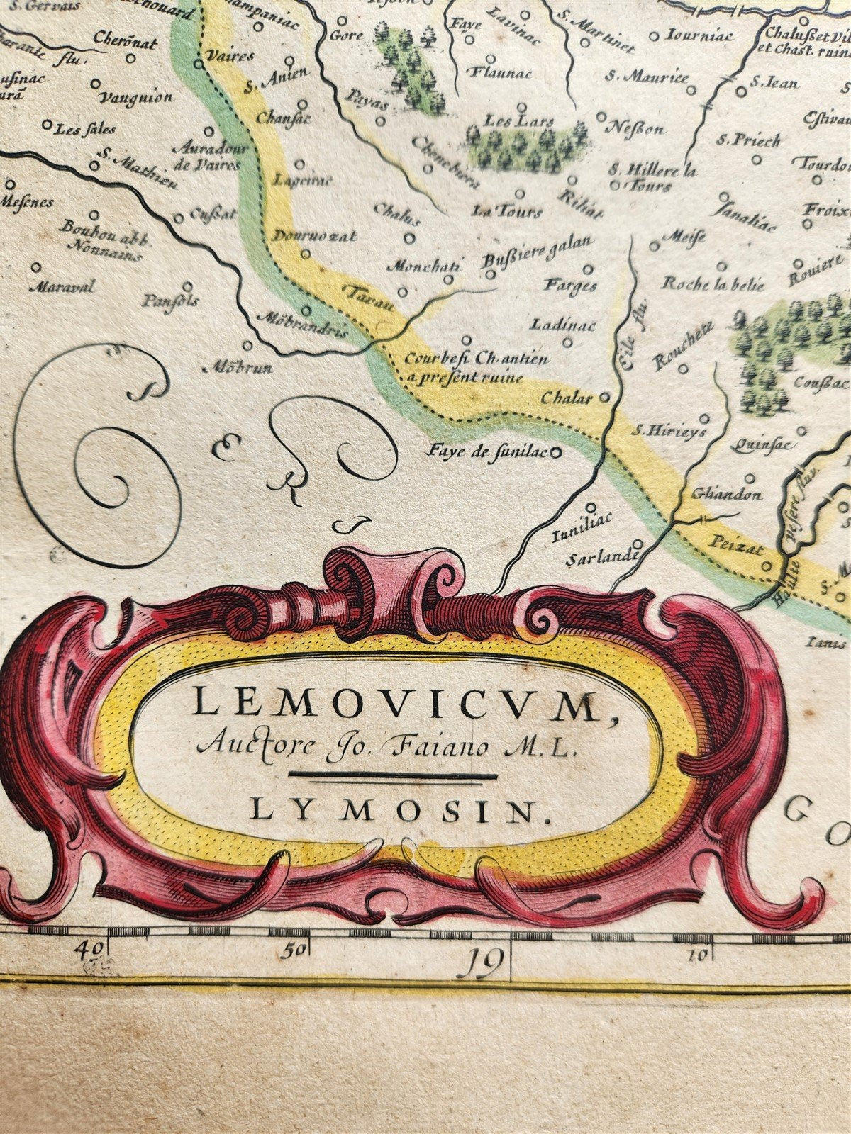 1634 MAP of LEMOVICUM LYMOSIN FRANCE antique