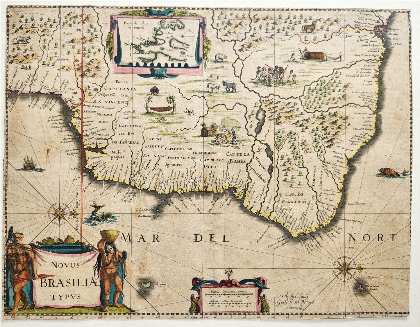 1644 ETHIPOA AFRICA antique MAP Novus Brasiliae Typus