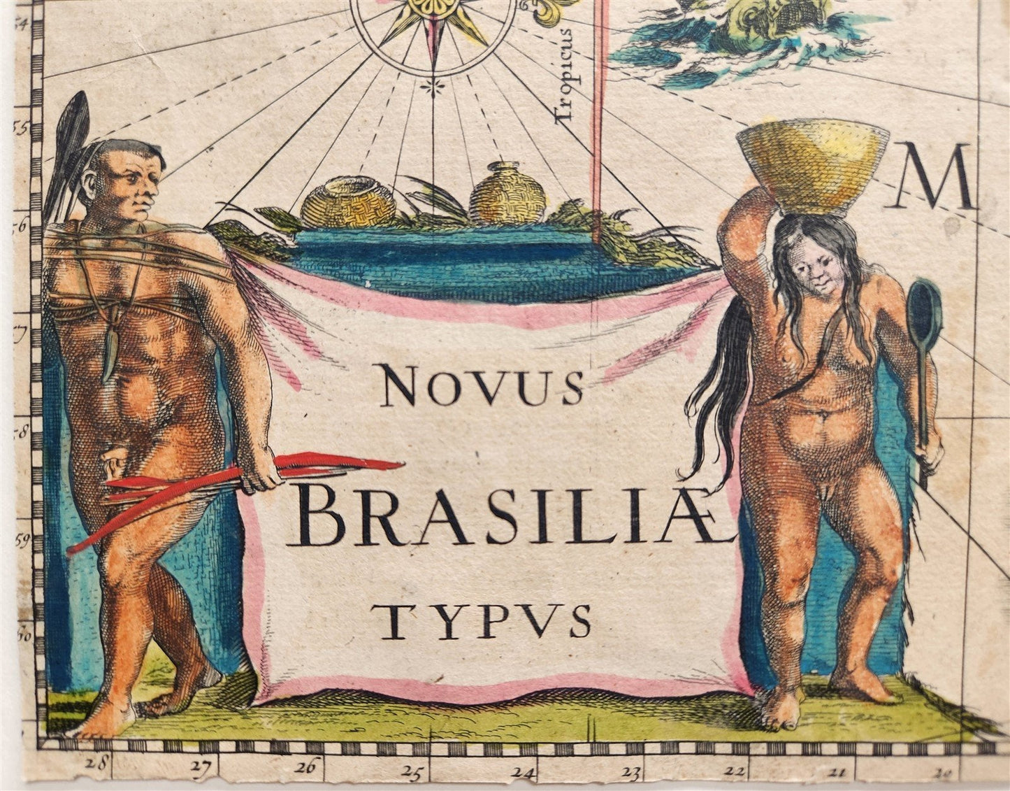 1644 ETHIPOA AFRICA antique MAP Novus Brasiliae Typus