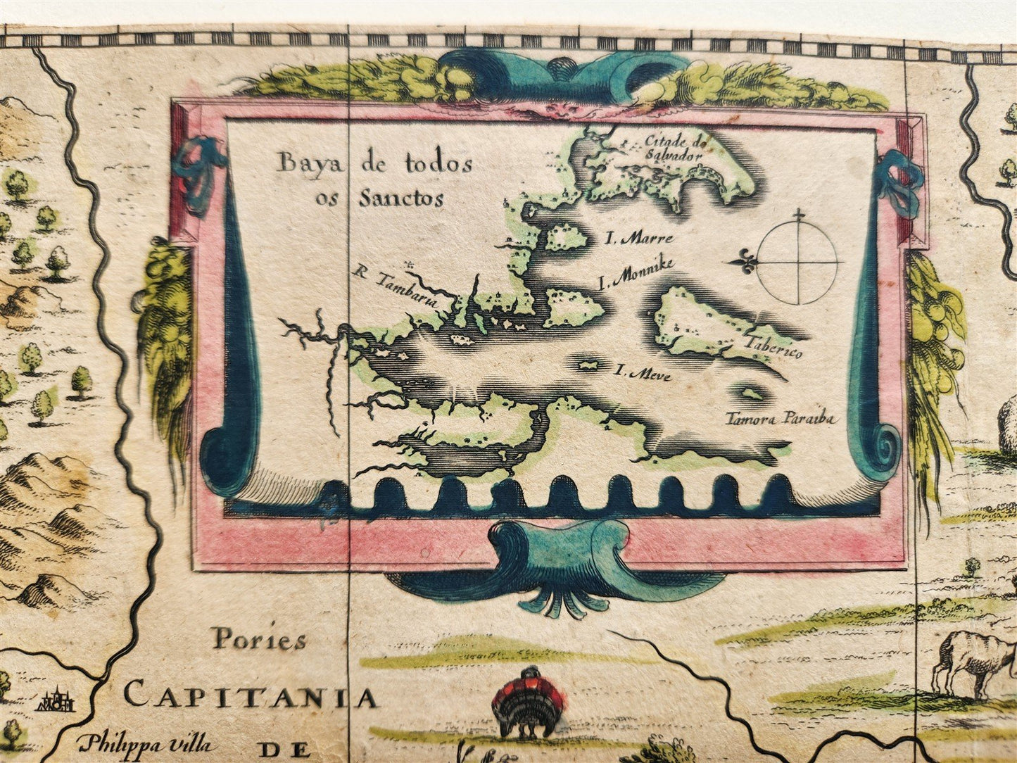 1644 ETHIPOA AFRICA antique MAP Novus Brasiliae Typus