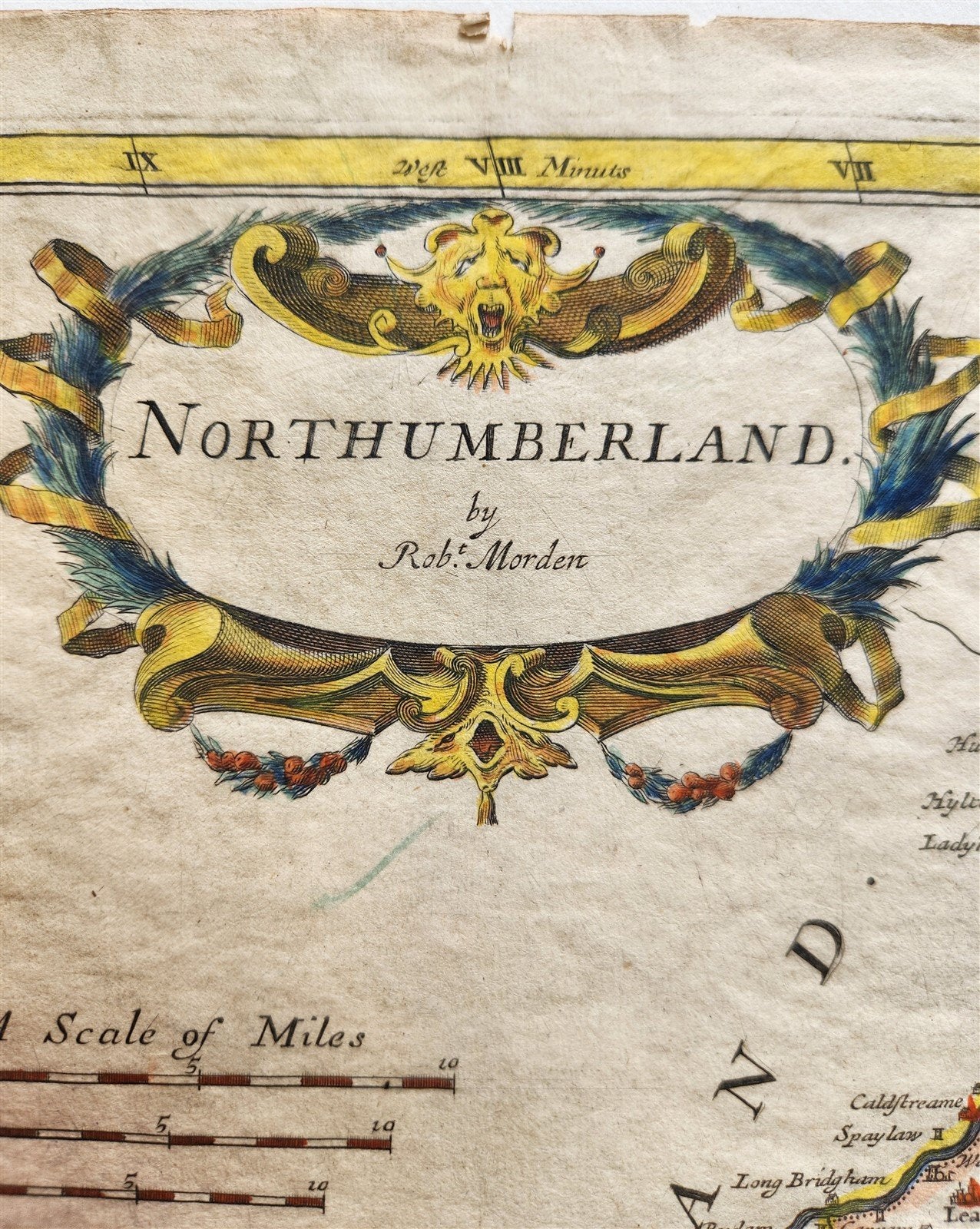 1700s MAP of NORTHUMBERLAND ENGLAND antique