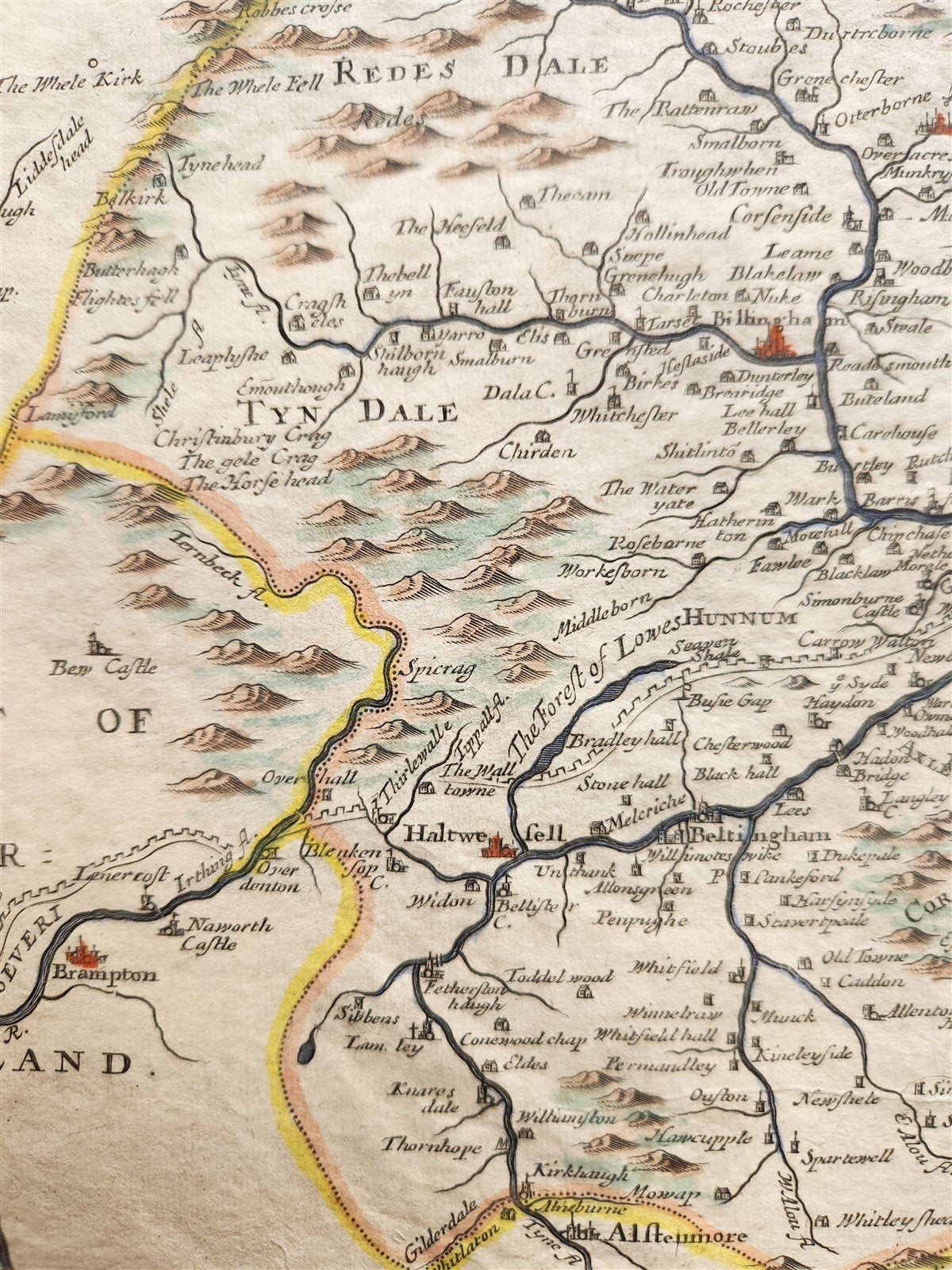 1700s MAP of NORTHUMBERLAND ENGLAND antique