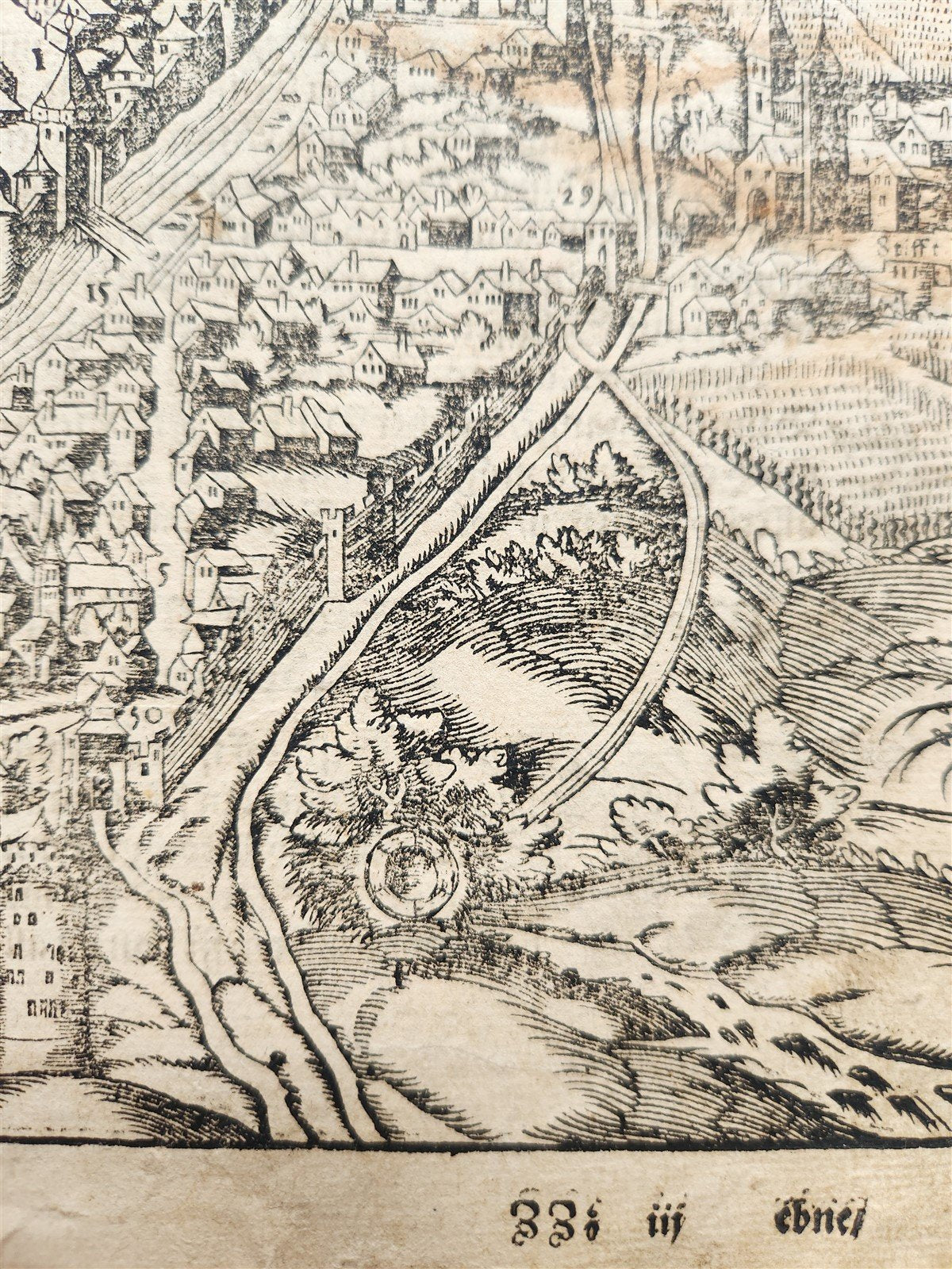 1572 WURZBURG GERMANY HERBIPOLIS MAP from SEBASTIEN MUNSTER COSMOGRAPHY antique
