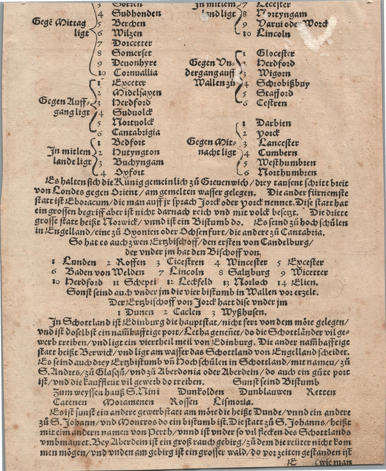 1572 MAP of EDINBURGH SCOTLAND from SEBASTIAN MUNSTER COSMOGRAPHIA antique