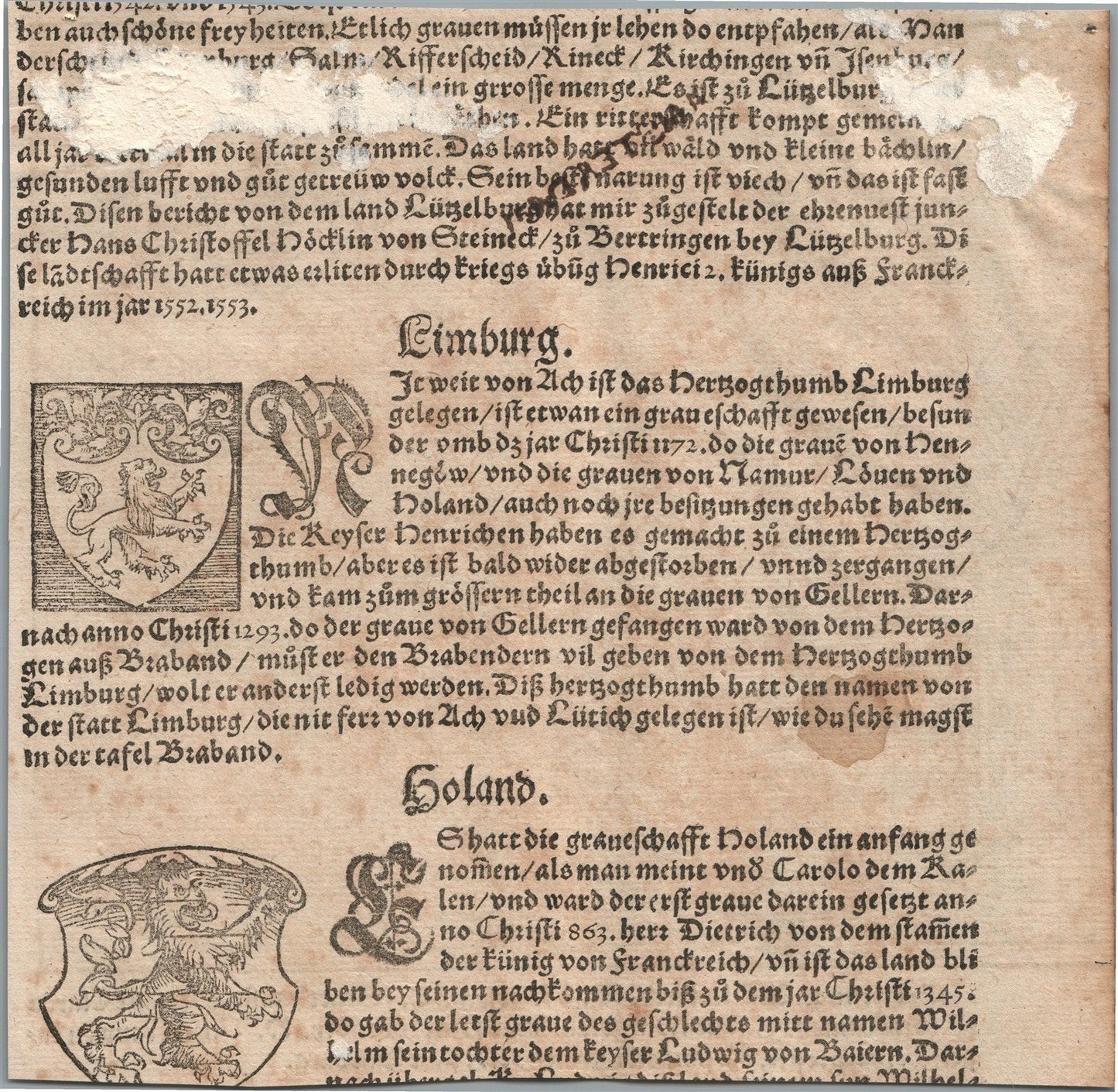 1572 MAP of AMSTERDAM NETHERLANDS from SEBASTIAN MUNSTER COSMOGRAPHIA antique