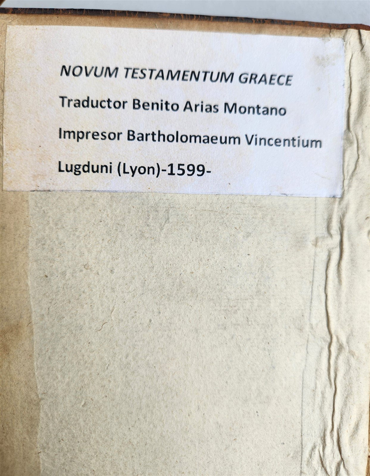 1599 BIBLE GREEK NEW TESTAMENT antique 16th CENT. NOVUM TESTAMENTUM GRAECE rare