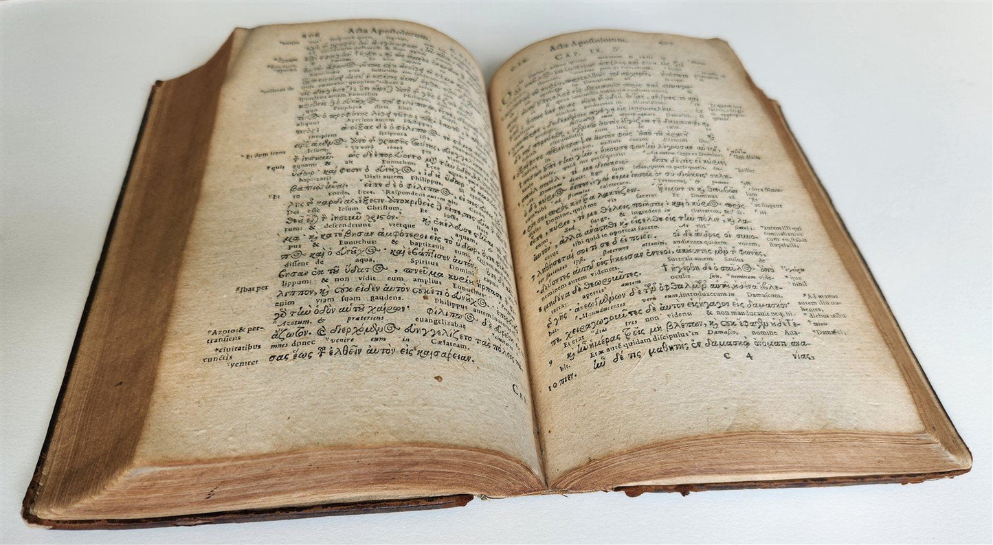 1599 BIBLE GREEK NEW TESTAMENT antique 16th CENT. NOVUM TESTAMENTUM GRAECE rare