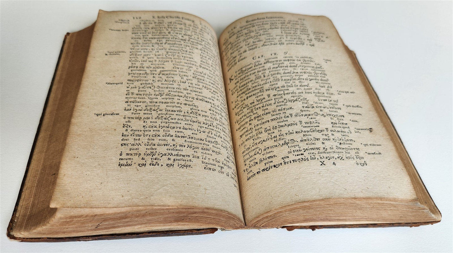 1599 BIBLE GREEK NEW TESTAMENT antique 16th CENT. NOVUM TESTAMENTUM GRAECE rare