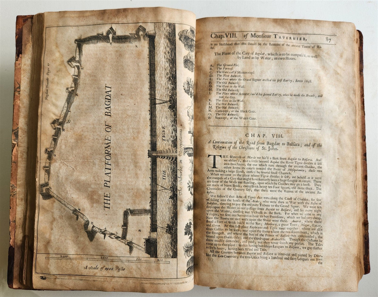 1677 SIX VOYAGES OF JOHN BAPTISTA TAVERNIER antique FOLIO ILLUSTRATED