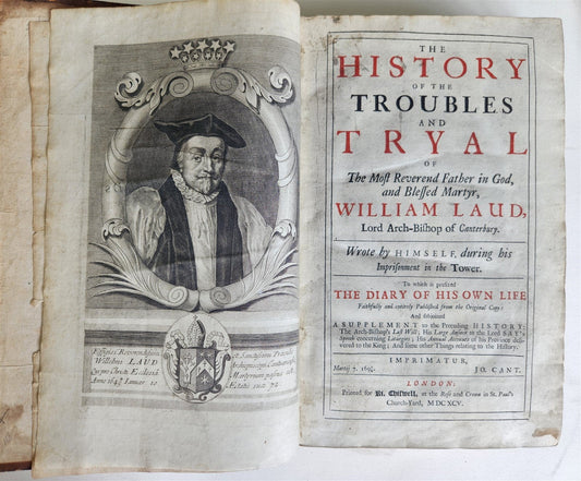 1695 HISTORY of TROUBLES & TRYAL OF BLESSED MARTYR WILLIAM LAUD antique FOLIO