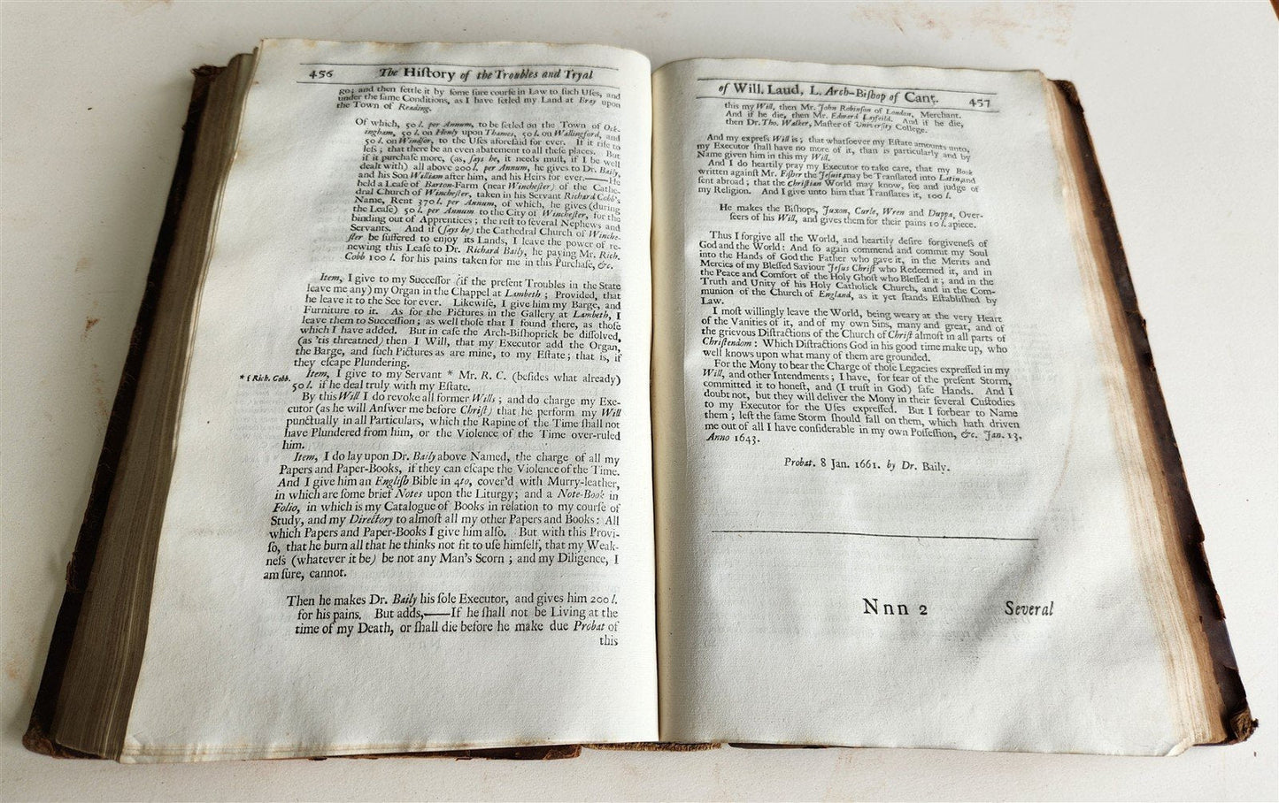 1695 HISTORY of TROUBLES & TRYAL OF BLESSED MARTYR WILLIAM LAUD antique FOLIO