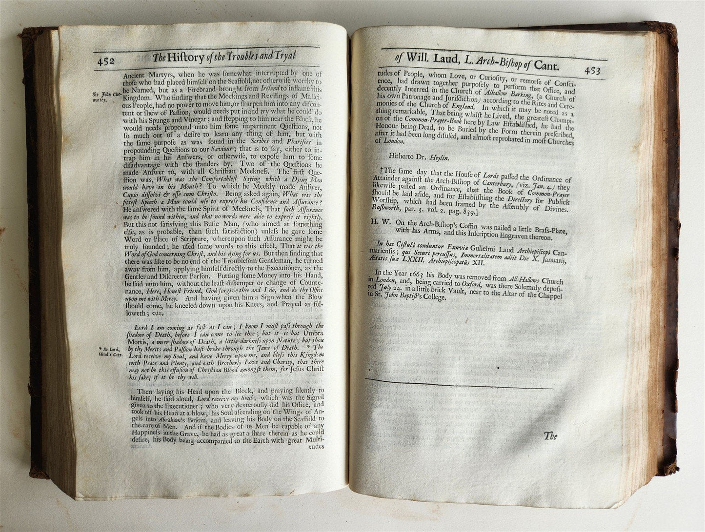 1695 HISTORY of TROUBLES & TRYAL OF BLESSED MARTYR WILLIAM LAUD antique FOLIO