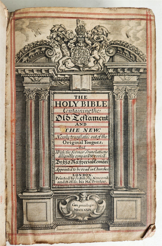 1679 BIBLE in ENGLISH antique OLD & NEW TESTAMENT ORIGINAL BINDING 17th CENTURY