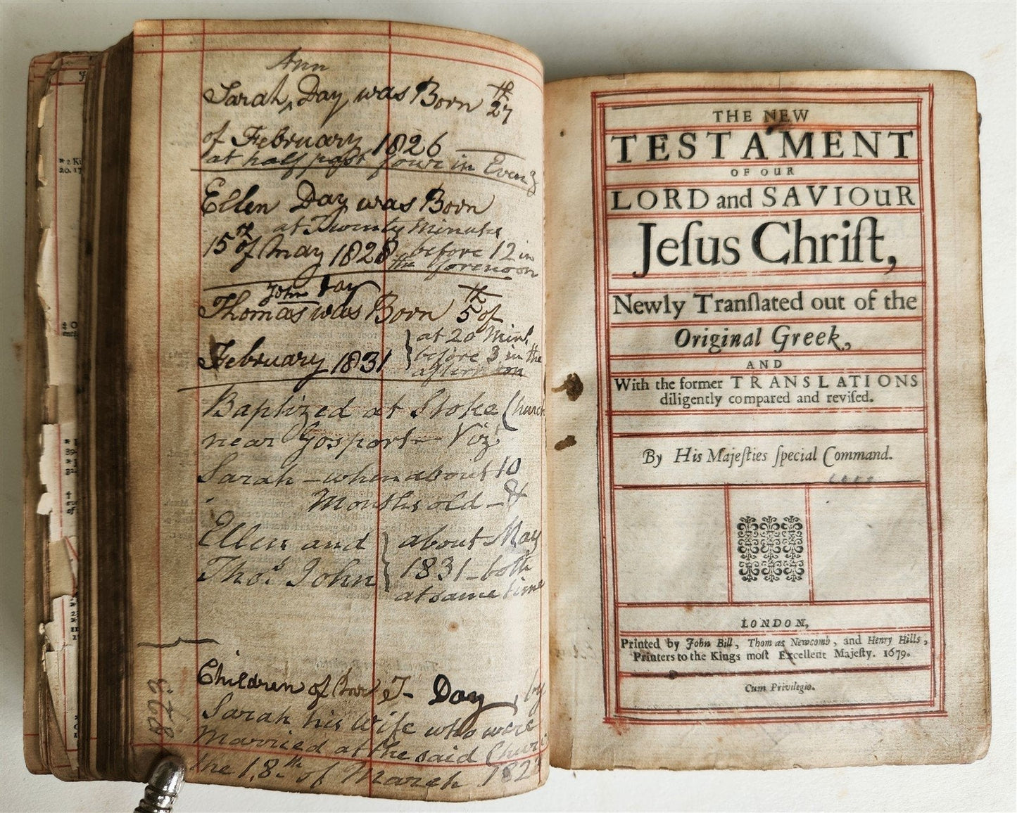 1679 BIBLE in ENGLISH antique OLD & NEW TESTAMENT ORIGINAL BINDING 17th CENTURY