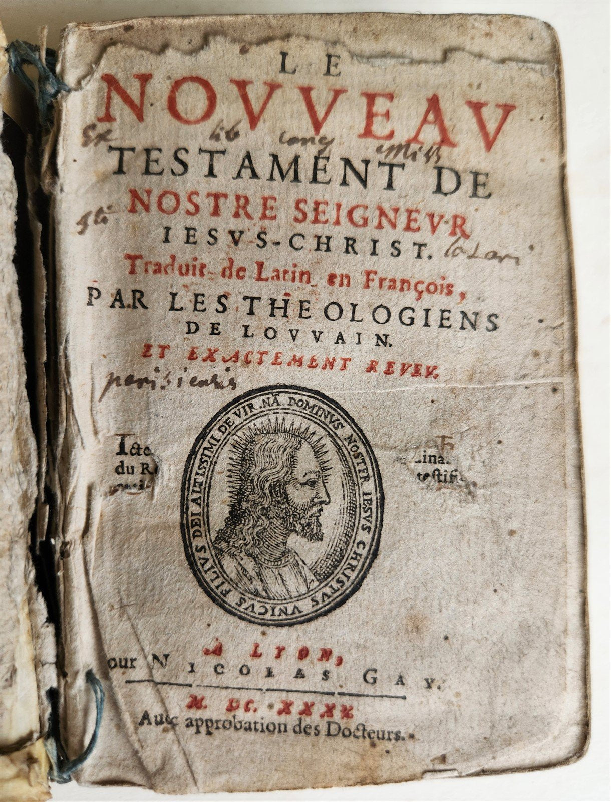 1640 BIBLE in FRENCH RARE ILLUSTRATED LE NOUVEAU TESTAMENT antique VELLUM BOUND