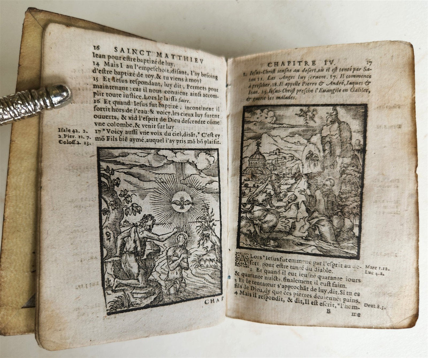 1640 BIBLE in FRENCH RARE ILLUSTRATED LE NOUVEAU TESTAMENT antique VELLUM BOUND