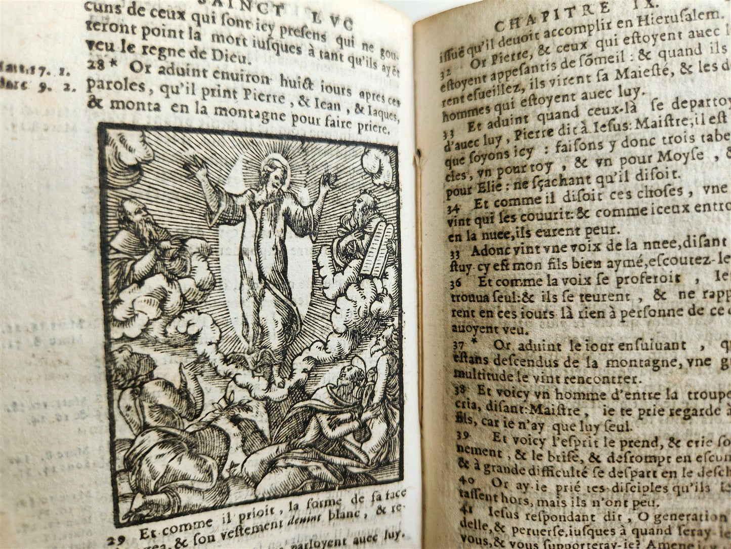 1640 BIBLE in FRENCH RARE ILLUSTRATED LE NOUVEAU TESTAMENT antique VELLUM BOUND