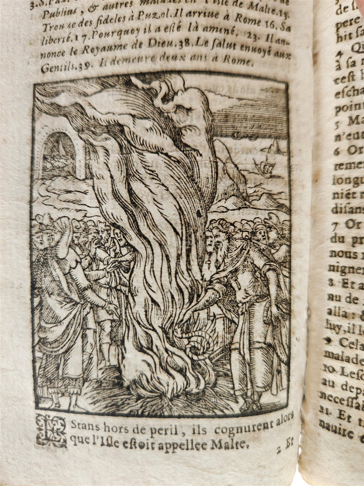 1640 BIBLE in FRENCH RARE ILLUSTRATED LE NOUVEAU TESTAMENT antique VELLUM BOUND