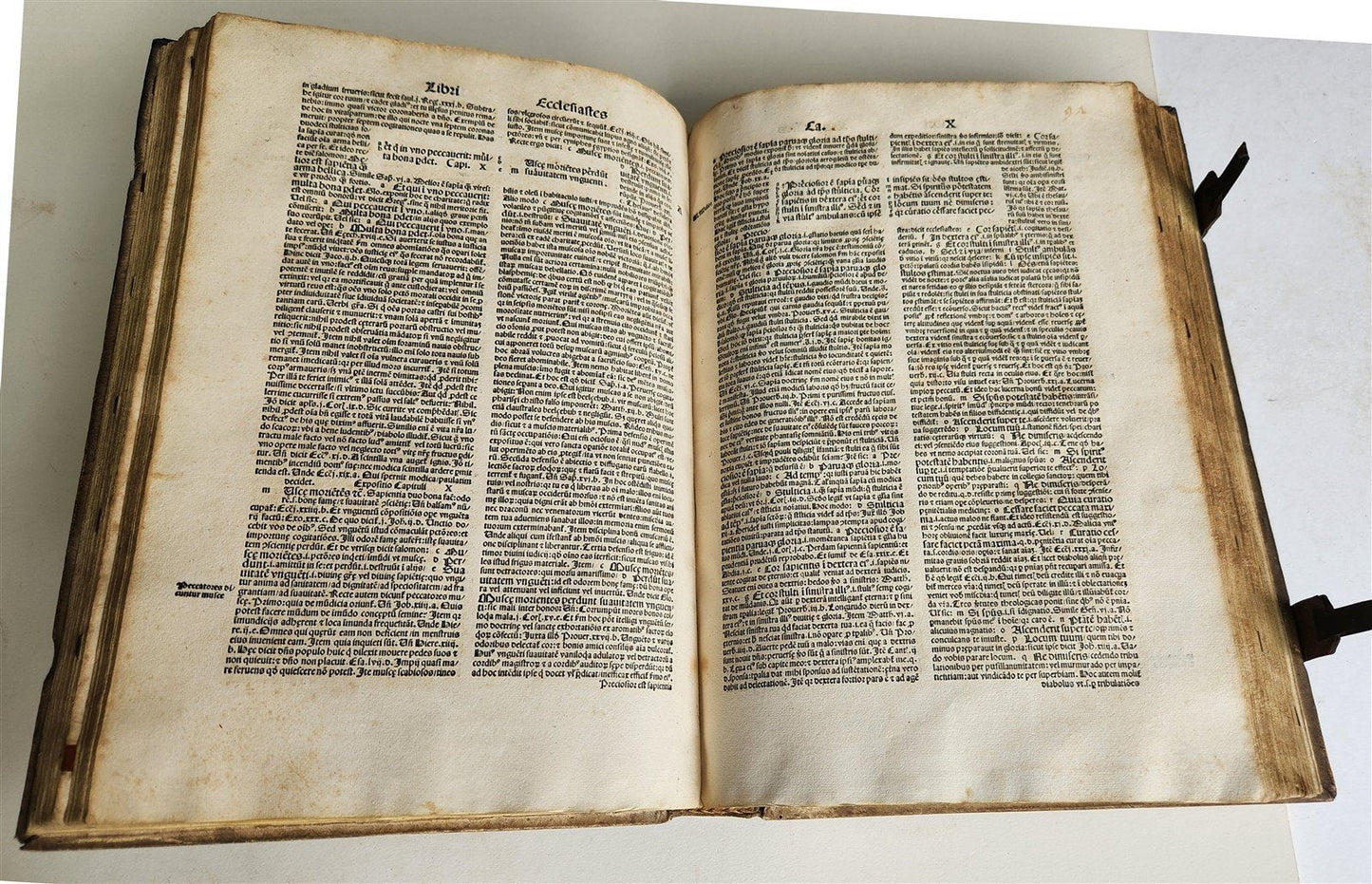 1506 BIBLE in LATIN POST-INCUNABULA antique FOLIO ORIGINAL PIGSKIN BINDING