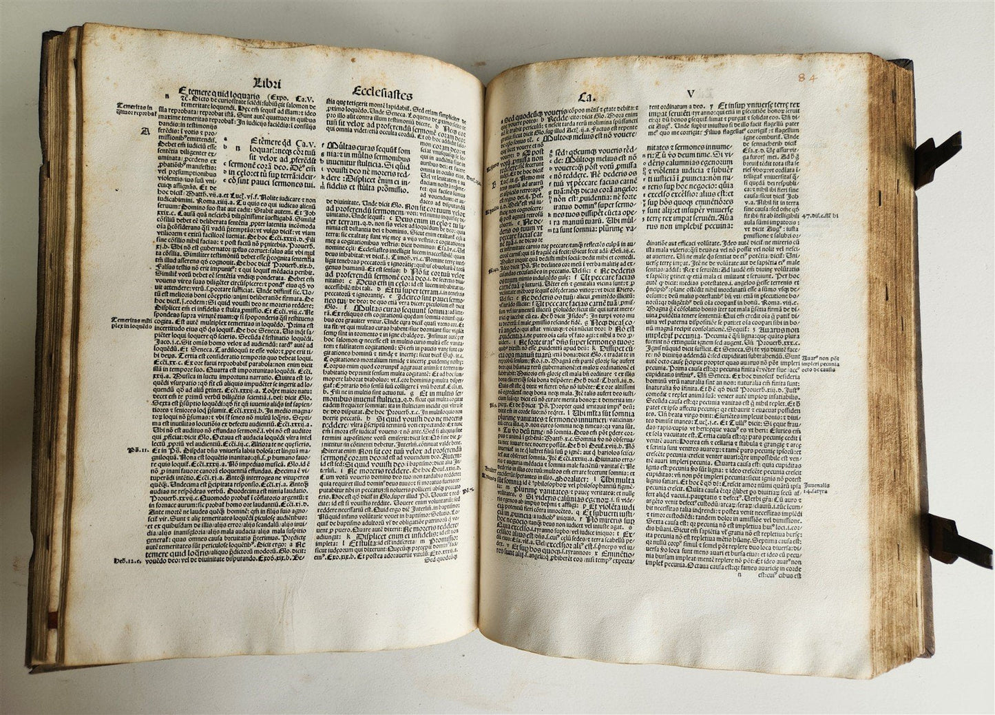 1506 BIBLE in LATIN POST-INCUNABULA antique FOLIO ORIGINAL PIGSKIN BINDING