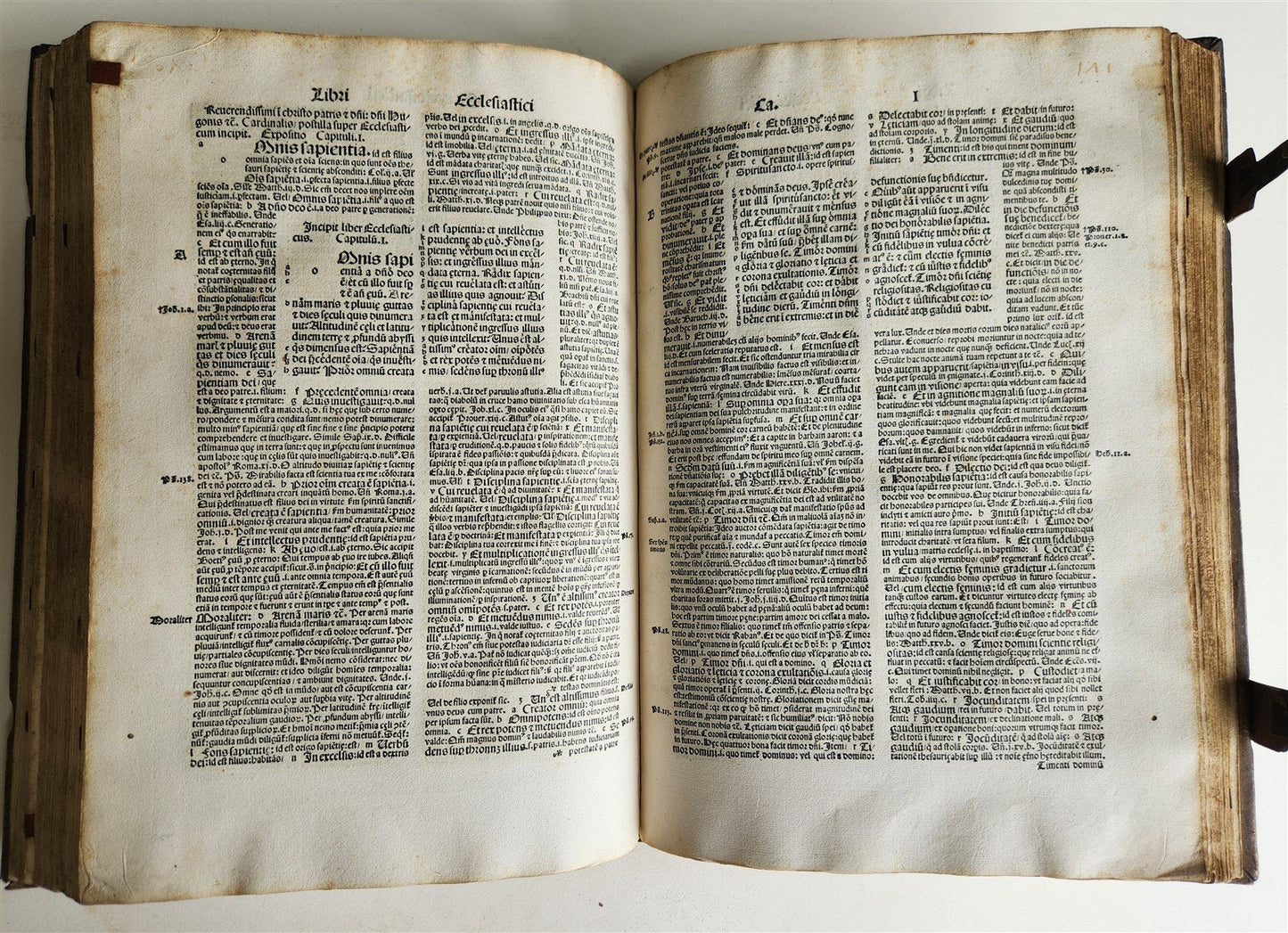 1506 BIBLE in LATIN POST-INCUNABULA antique FOLIO ORIGINAL PIGSKIN BINDING