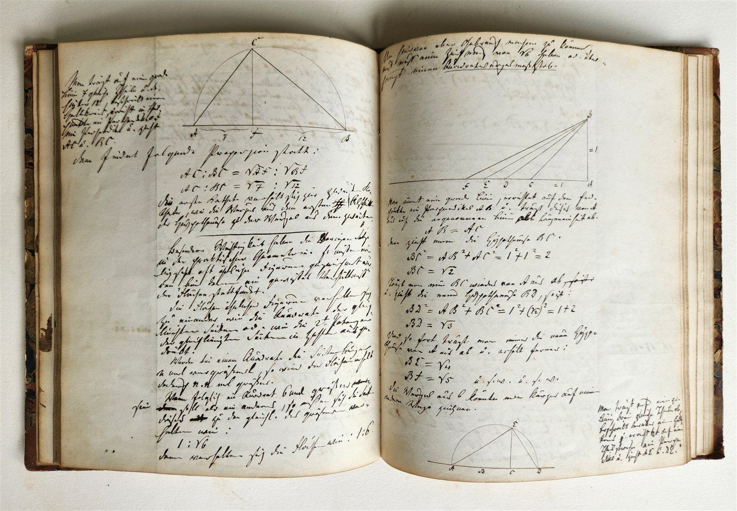 1848 GEOMETRY ILLUMINATED GERMAN MANUSCRIPT on PAPER 170 pages antique