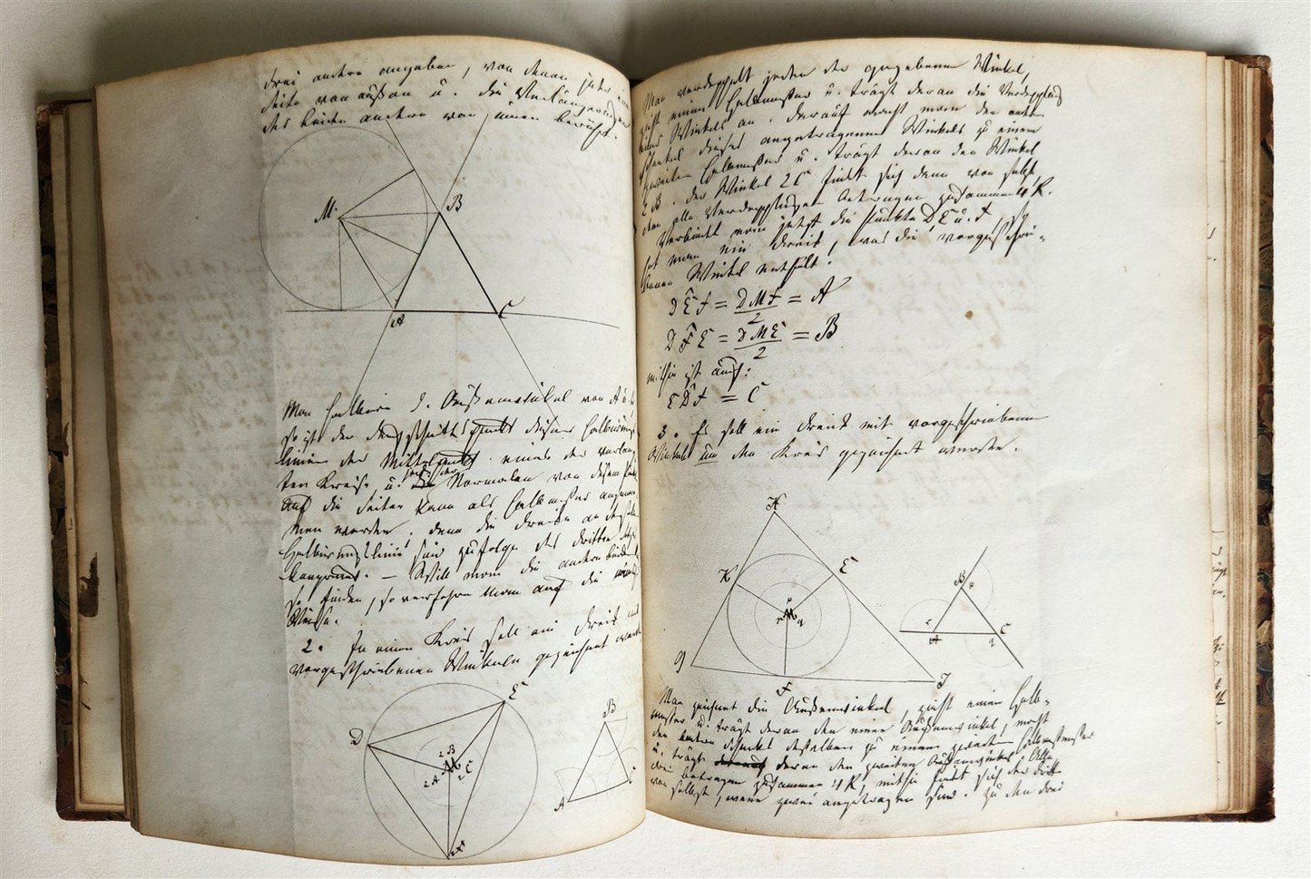 1848 GEOMETRY ILLUMINATED GERMAN MANUSCRIPT on PAPER 170 pages antique