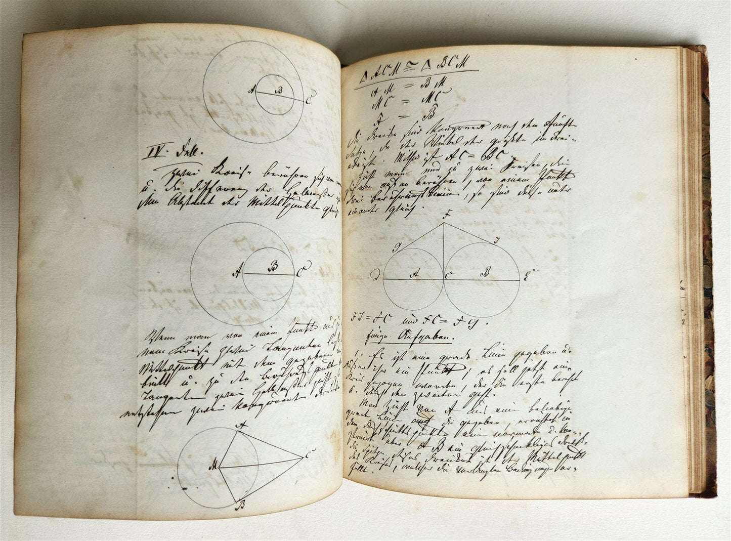 1848 GEOMETRY ILLUMINATED GERMAN MANUSCRIPT on PAPER 170 pages antique