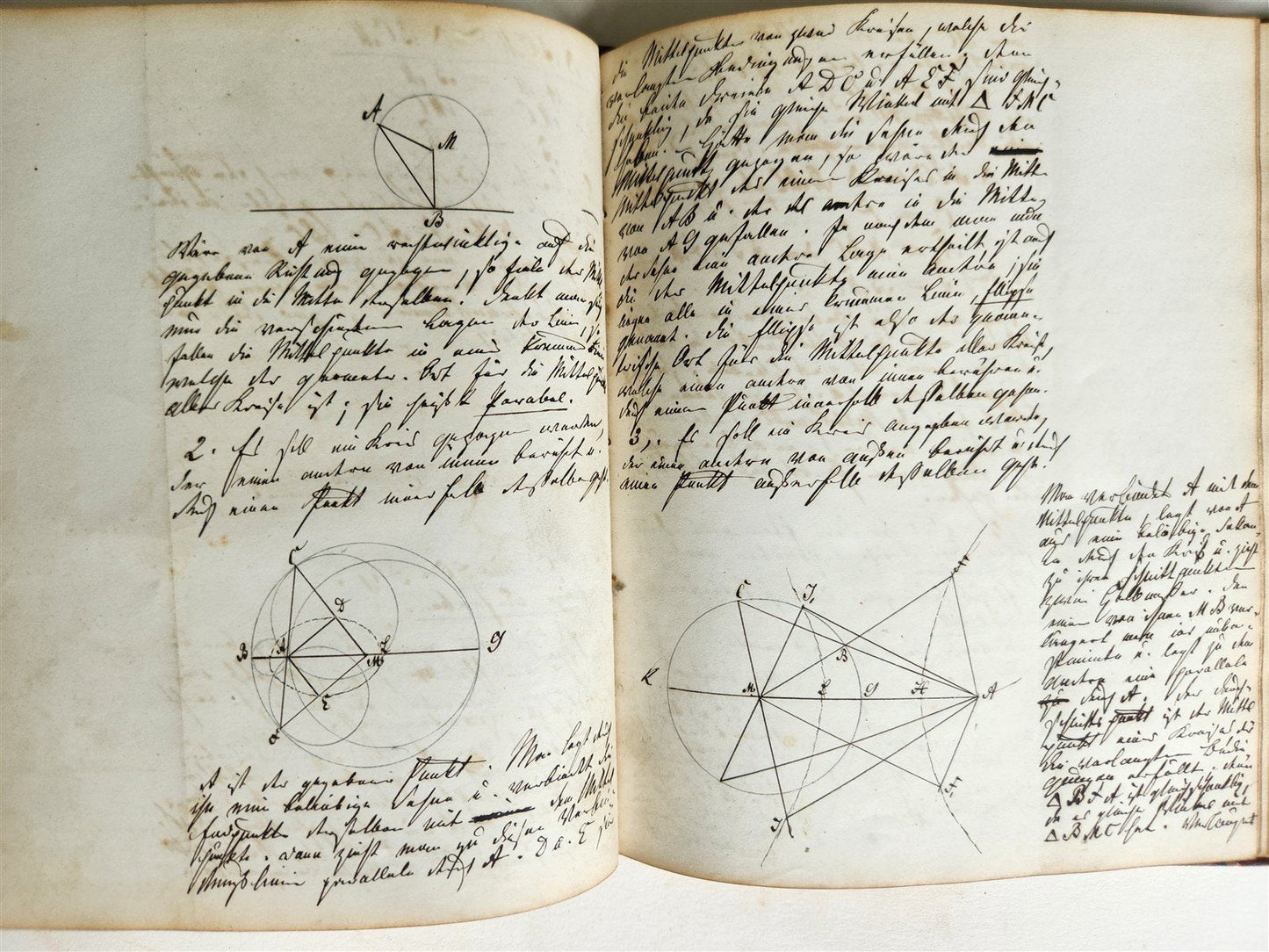 1848 GEOMETRY ILLUMINATED GERMAN MANUSCRIPT on PAPER 170 pages antique